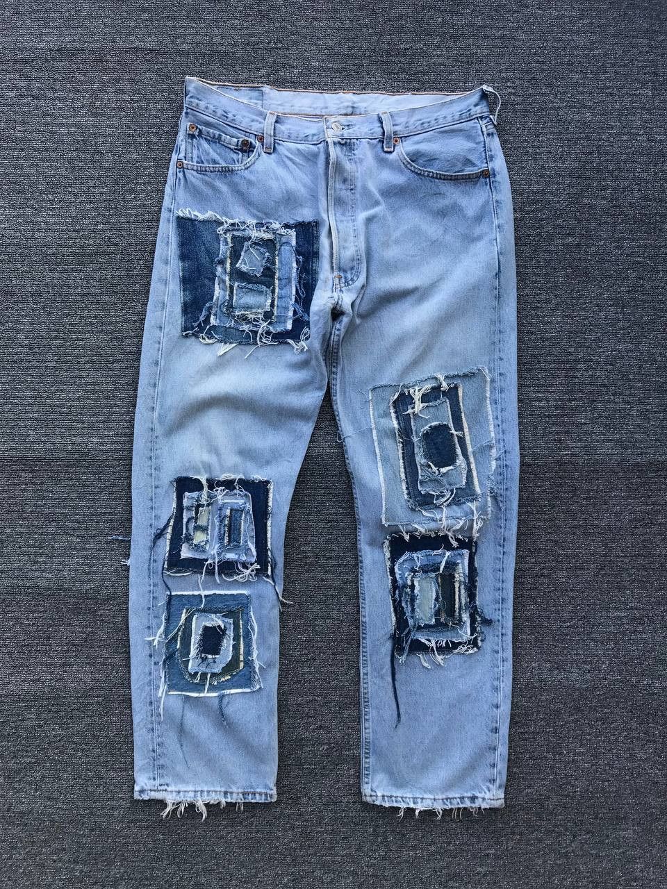 Levi's × Vintage Vintage 1993 Levis 501 distressed patchwork jean W34x29.5" Size US 33 - 1 Thumbnail
