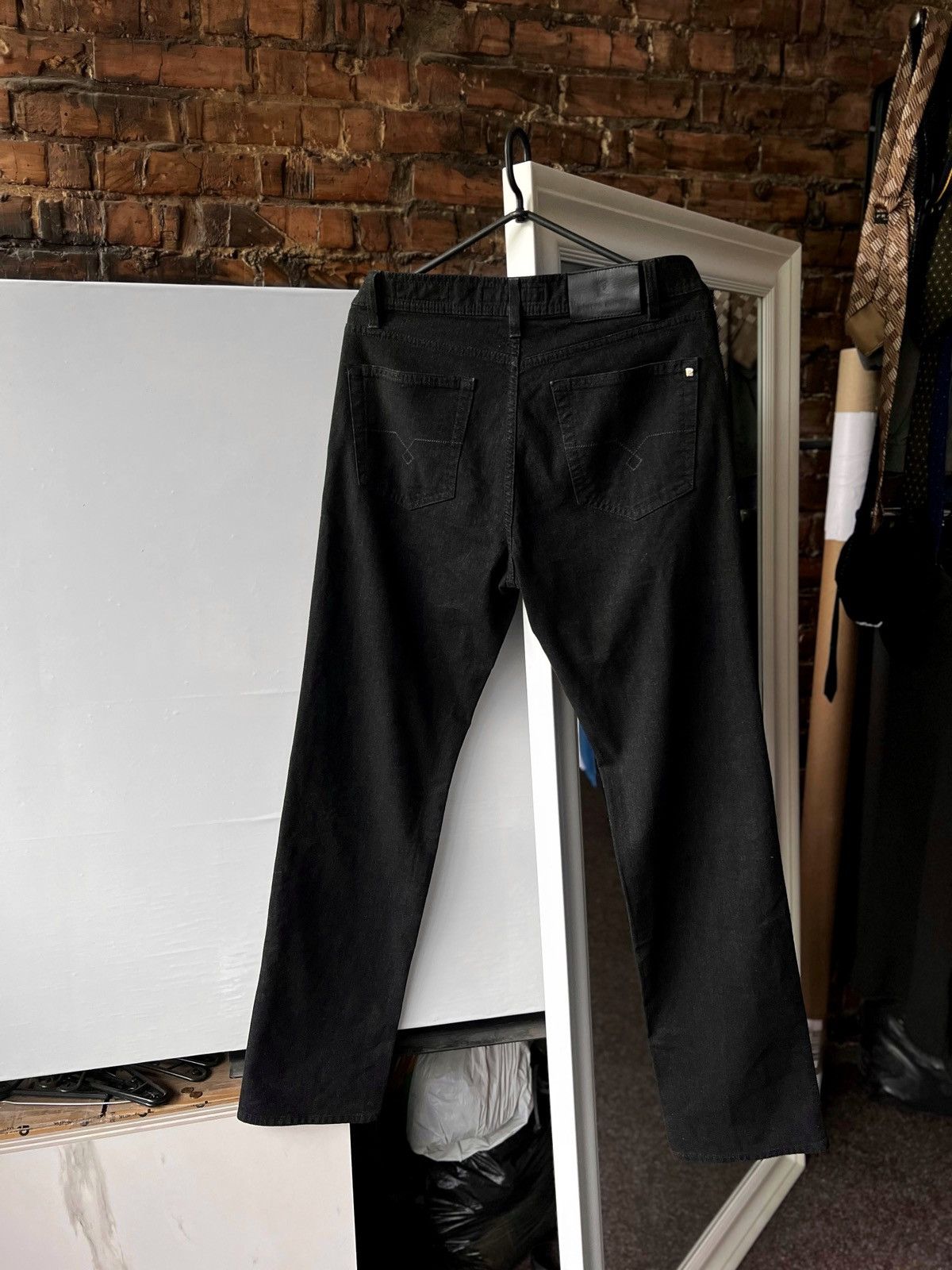 Designer × Pierre Cardin Pierre Cardin Men’s Black Solid Pant Jeans Pockets Zip Size US 34 / EU 50 - 2 Thumbnail