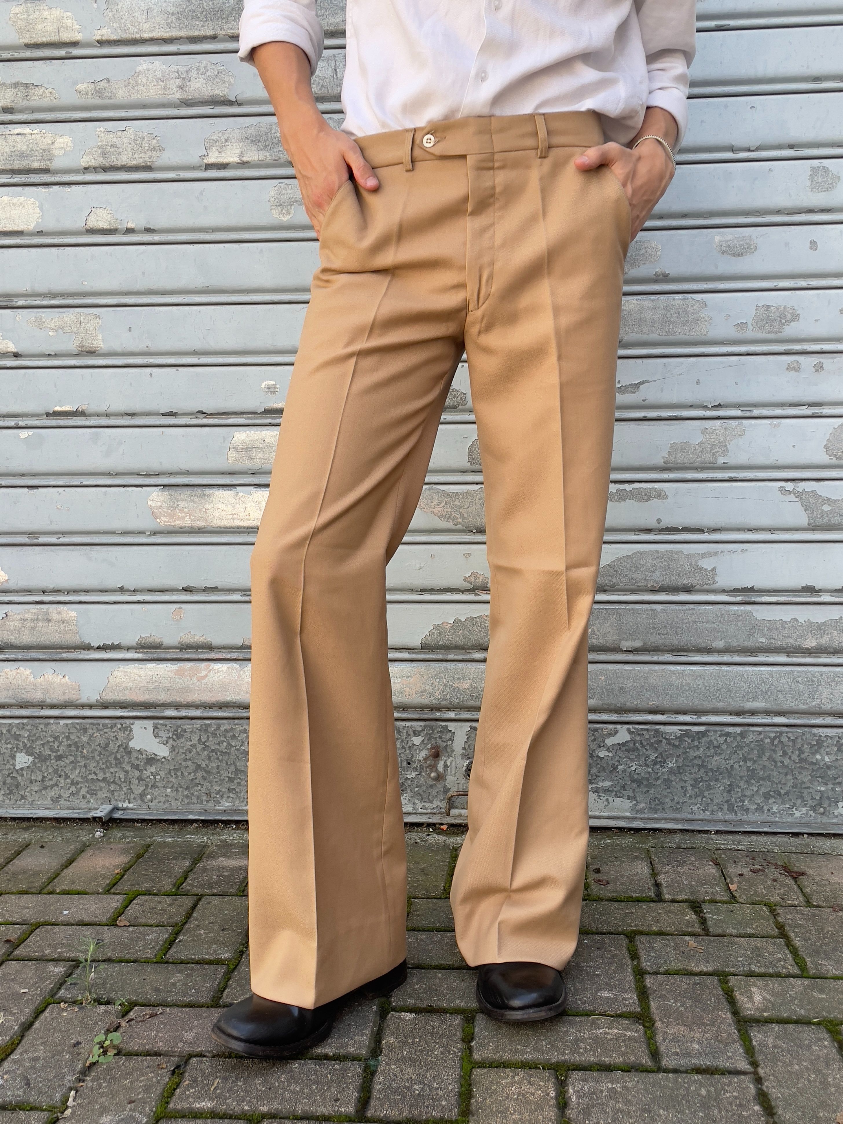 Vintage Beautiful Creamy Flared Trousers from the 70s Size US 32 / EU 48 - 3 Thumbnail