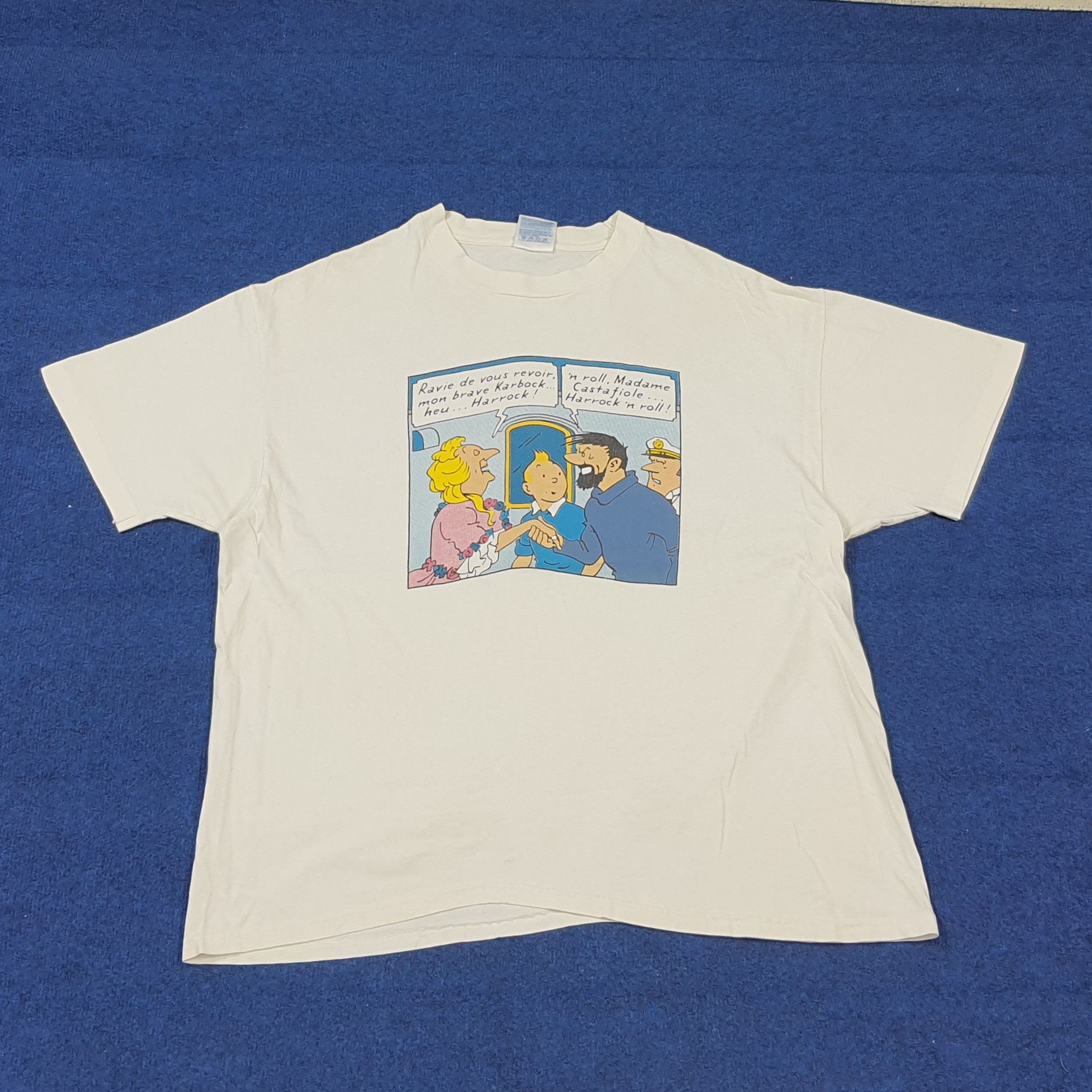 Hanes Vintage 90s Adventure of TinTin Single Stitch Tshirt C285N19 Size US XL / EU 56 / 4 - 1 Thumbnail