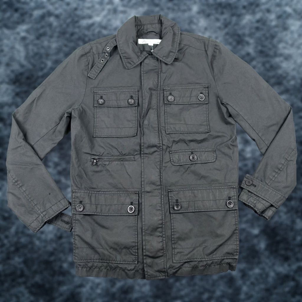 Kenneth Cole Kenneth Cole New York Jacket Mens Small Gray Canvas Military Pockets Wax Cotton | Full Zip | Casual Outdoor Size US S / EU 44-46 / 1 - 1 Thumbnail