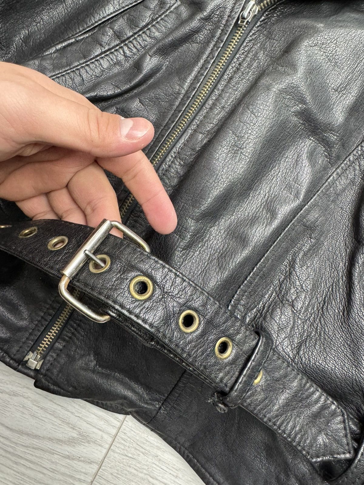 Genuine Leather × Vintage Vintage 80s Leather Gold Real Leather Motorcycle Jacket 44 Size US M / EU 48-50 / 2 - 7 Thumbnail