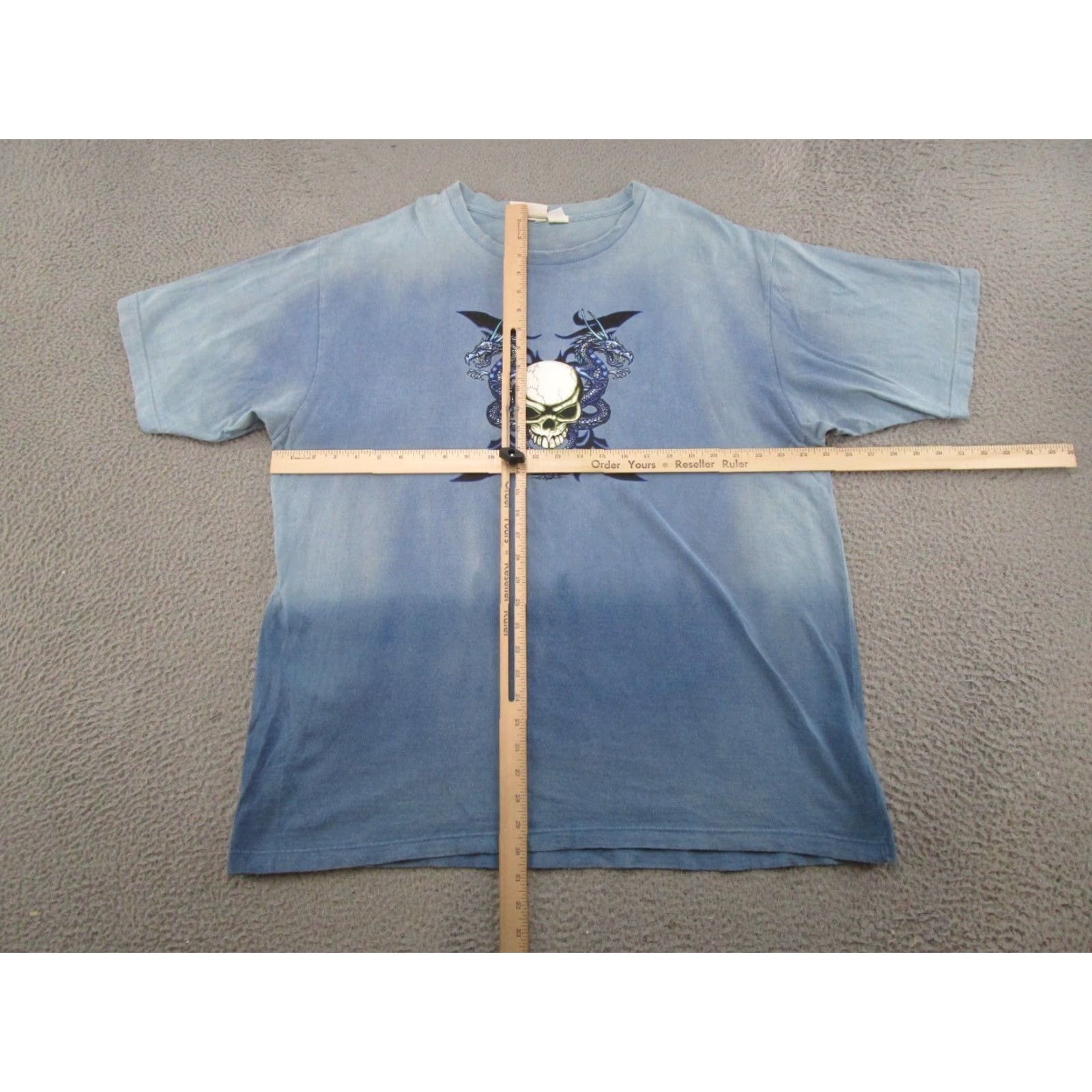 Vintage VINTAGE Northcrest Skull Dragon 2 Tone Blue T-Shirt Sz L Men Short Sleeve Crew Neck Read & Skim Size US L / EU 52-54 / 3 - 4 Thumbnail