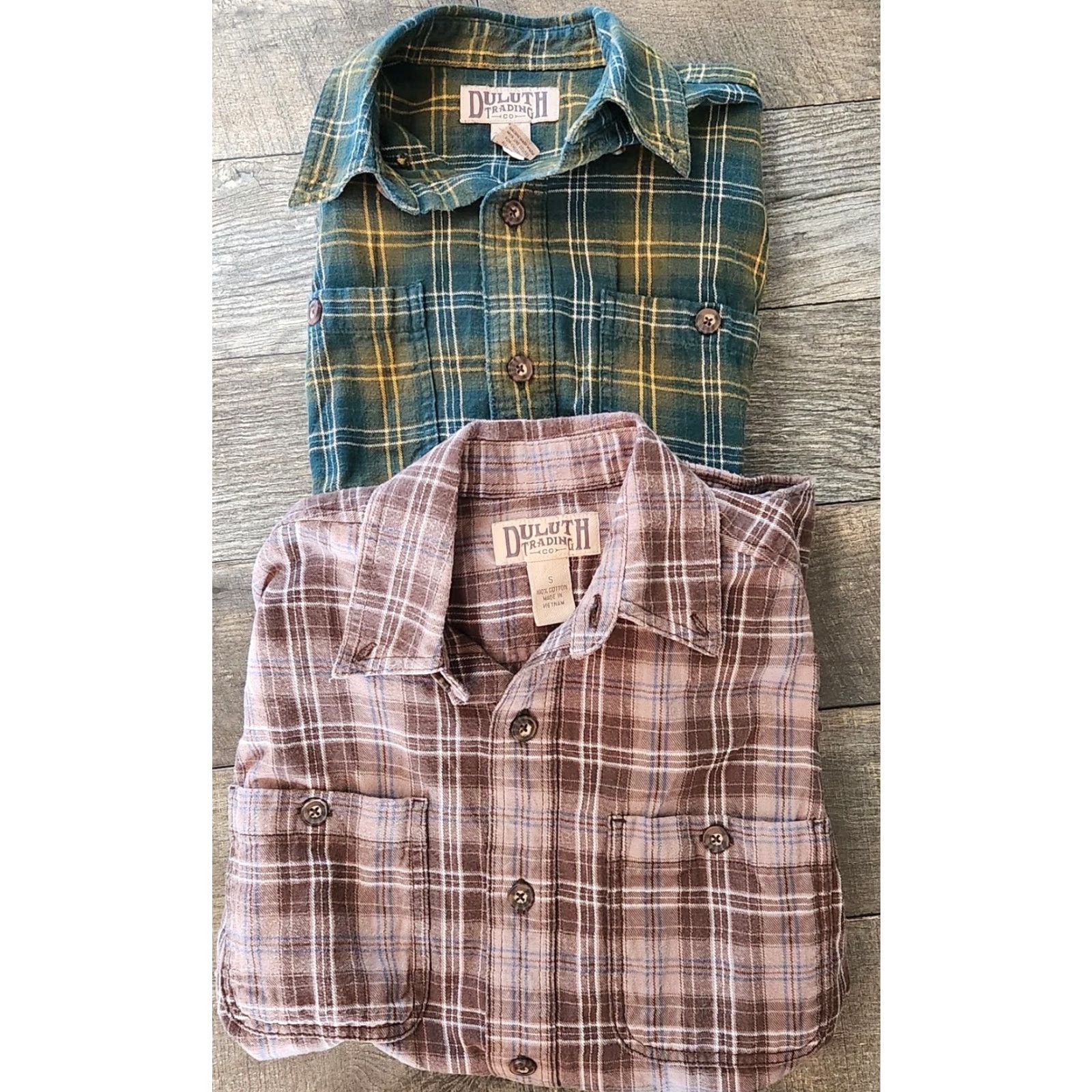Vintage Duluth Flannel Shirt Men’s Sm Green Plaid Long Sleeve Lot Of 2 Button-Up Regular Cotton 24” Sleeve Mens Size US S / EU 44-46 / 1 - 2 Thumbnail