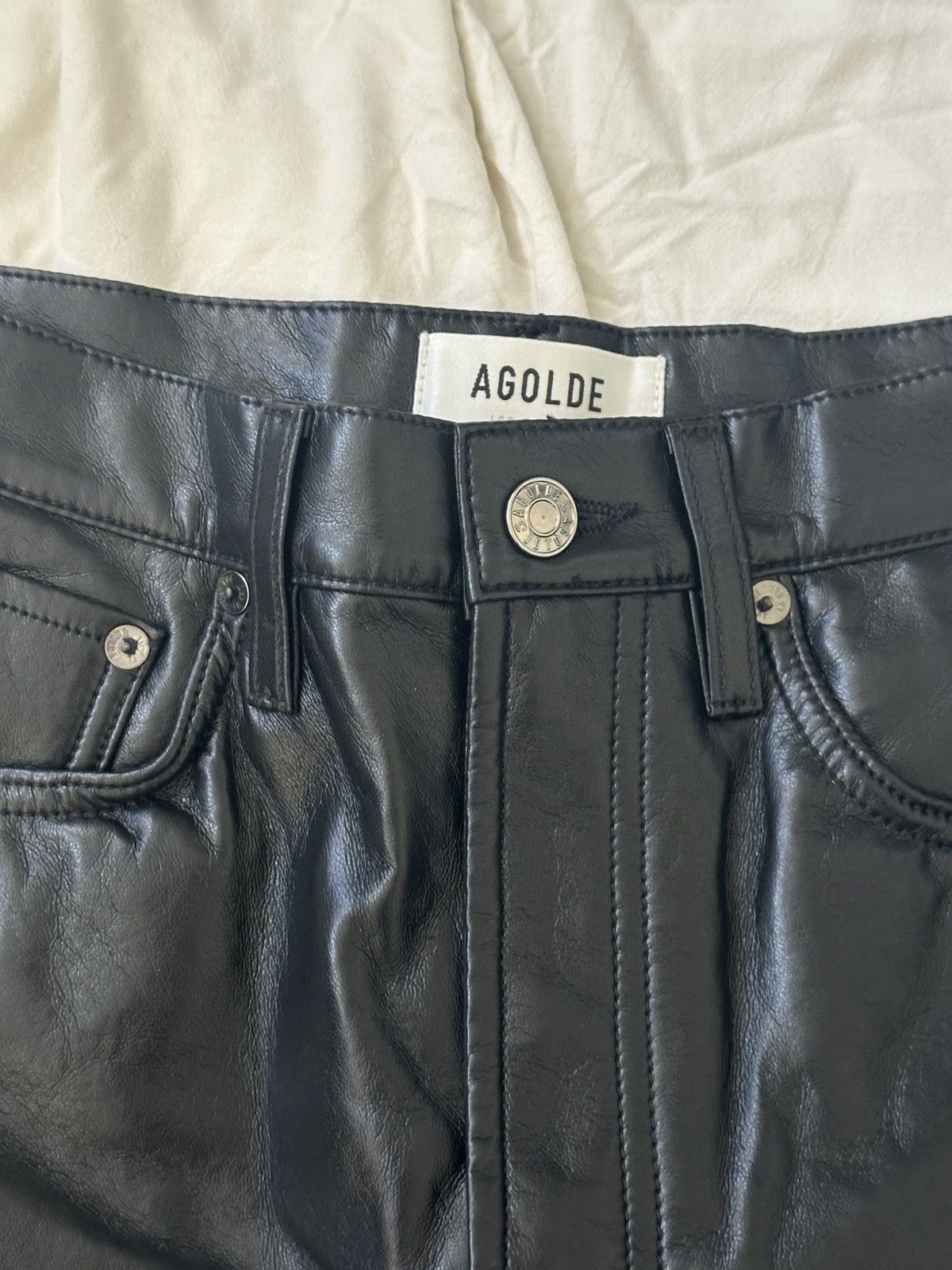 Agolde 90's Pinch Waist Leather Jeans Size 27" / US 4 / IT 40 - 5 Thumbnail