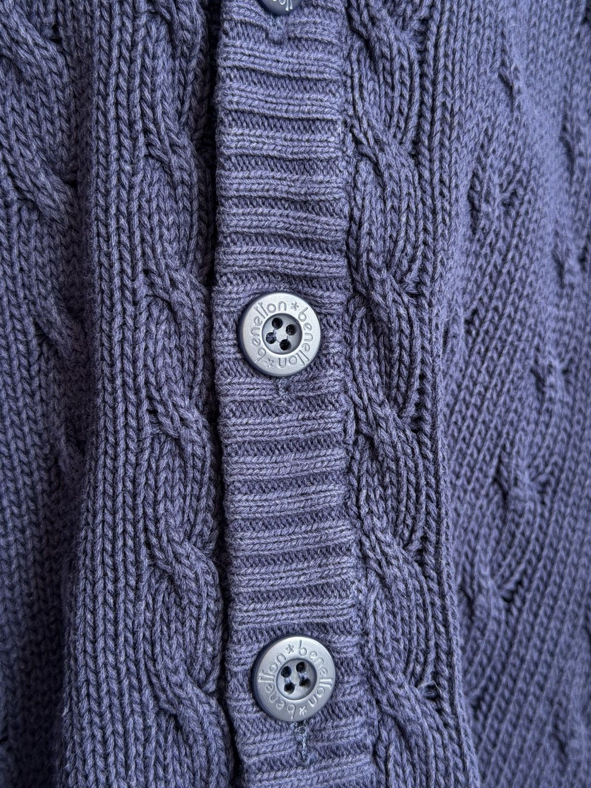 Benetton Benetton Cable Knit V-Neck Cardigan Mens Size L/XL Vintage Size US XL / EU 56 / 4 - 9 Thumbnail
