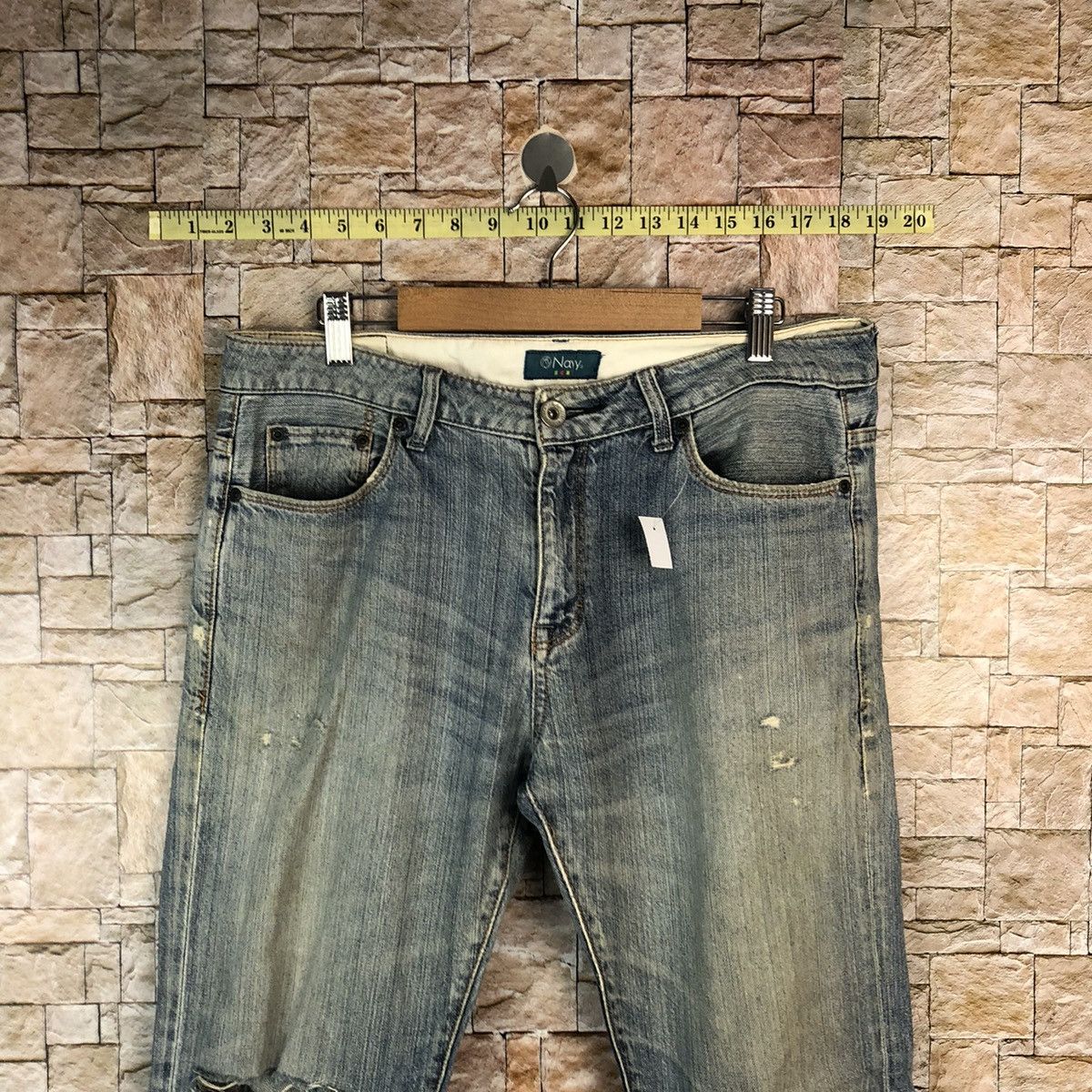 Japanese Brand Navy Blue Distressed ripped Denim Pants #A1041 Size US 33 - 4 Thumbnail