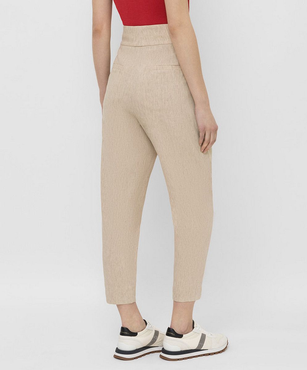 Brunello Cucinelli BRUNELLO CUCINELLI beige belted pleated linen pants 8 44 Size 30" / US 8 / IT 44 - 5 Thumbnail