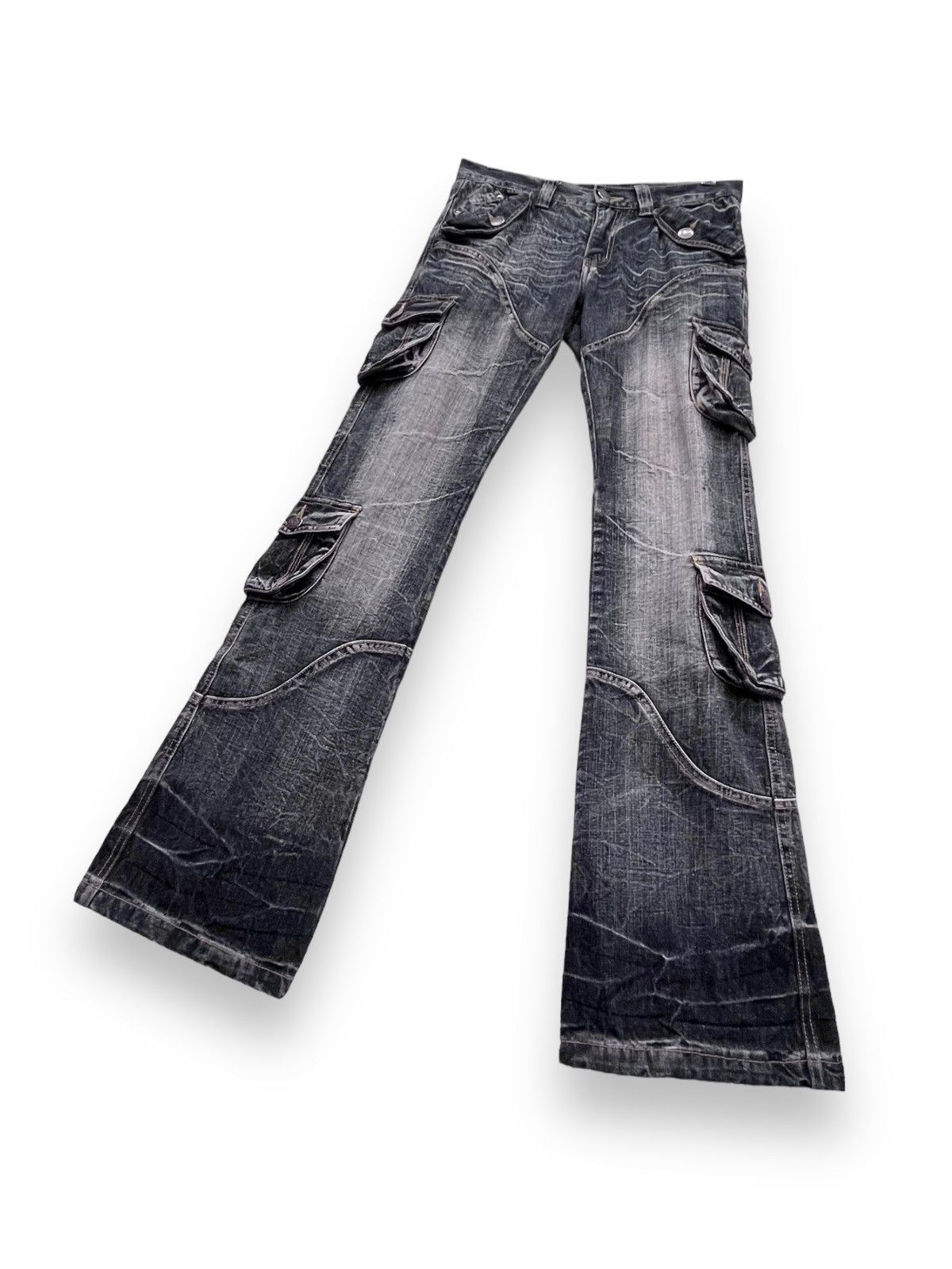 LOWBOX × Seditionaries LOWBOX JAPAN Punk Distressed Whisker Multipocket Flare Denim Size US 29 - 6 Thumbnail