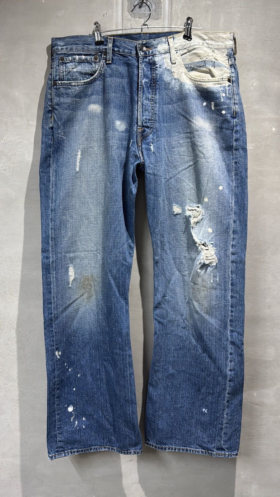 Ruehl No. 925 Ruehl 925 Distressed Boot Cut Paint Splatter Denim Jeans Size US 35 - 16 Thumbnail