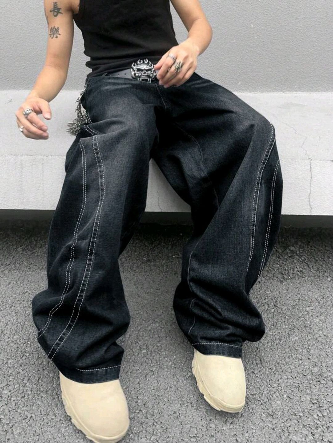 Japanese Brand × Jean Loose Fit Wide Leg Casual Denim Pants Size US 39 - 5 Thumbnail