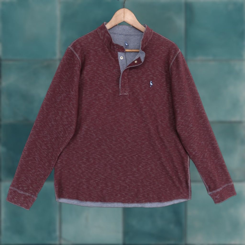 Tailorbyrd TAILORBYRD Reversible Henley Shirt Mens Large Burgundy Gray Long Sleeve Size US L / EU 52-54 / 3 - 1 Thumbnail
