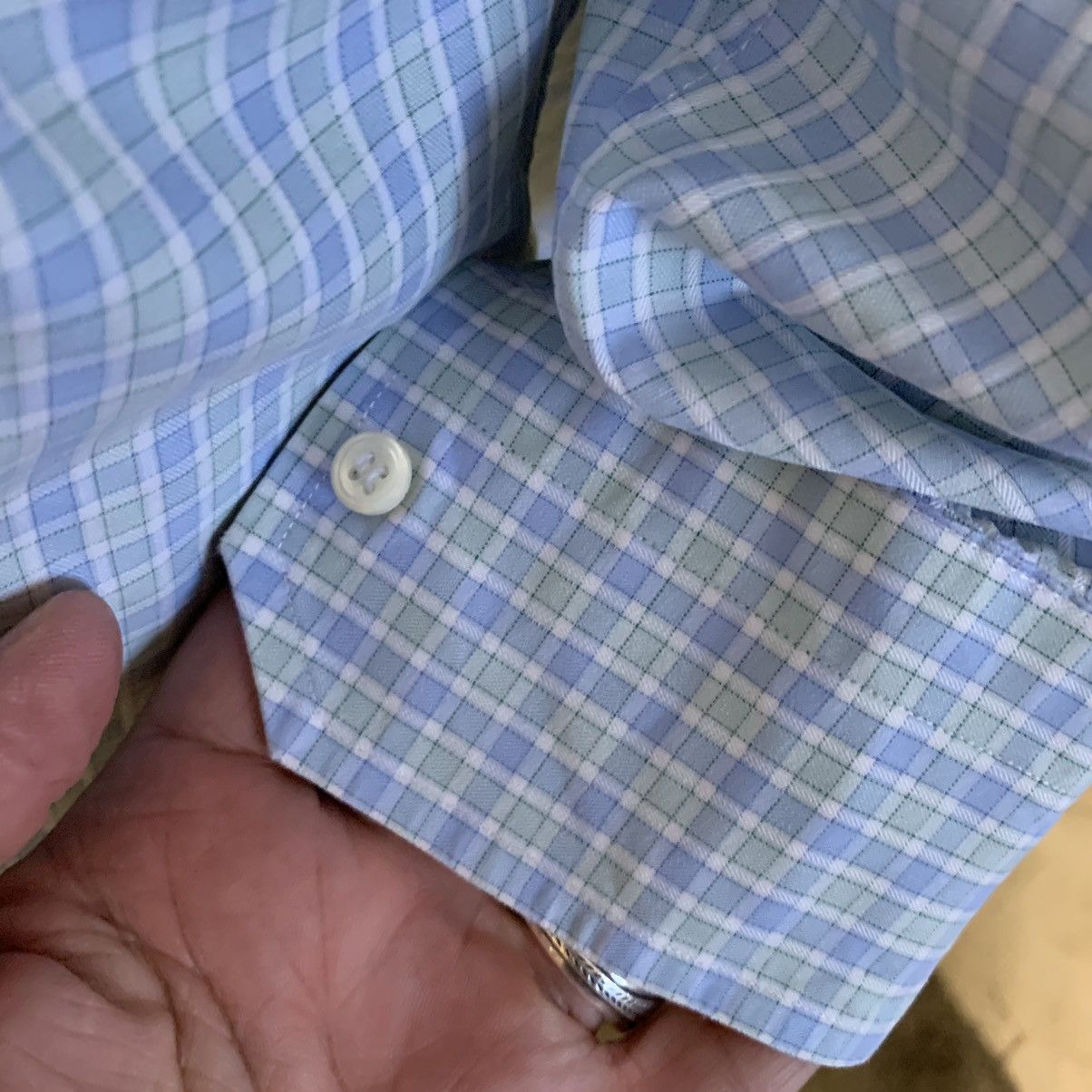 Canali Mini Check Spread collar Dress shirt 17.5/34 Size US XL / EU 56 / 4 - 10 Thumbnail