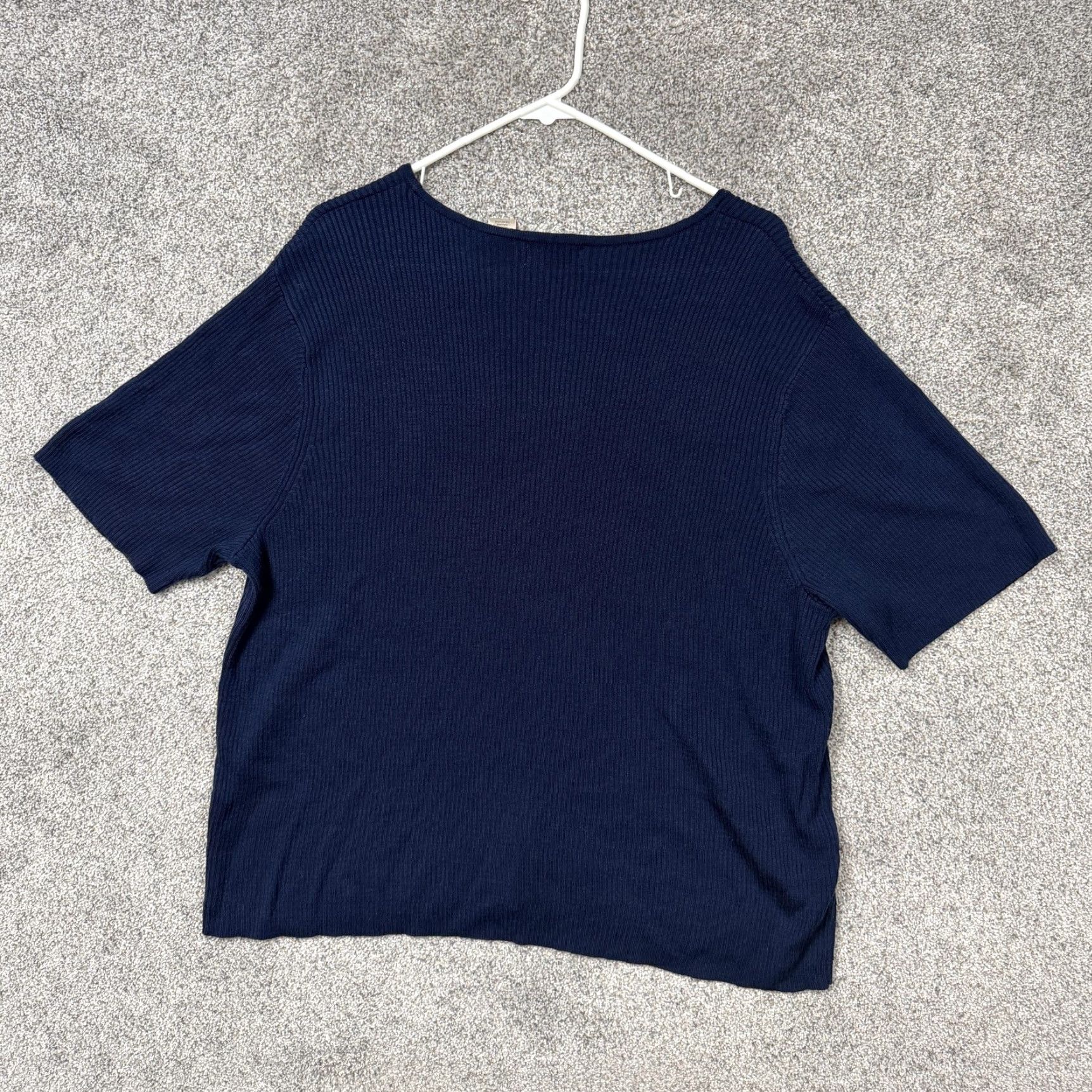 Vintage Studio Works T-Shirt Womens 3X Plus Blue Ribbed Knit Minimalist Basic Layering Shirt Womens Plus Size Blue Ribbed Knit Crew Neck Short Sleeve Casual Size XXL / US 16-18 / IT 52-54 - 6 Thumbnail