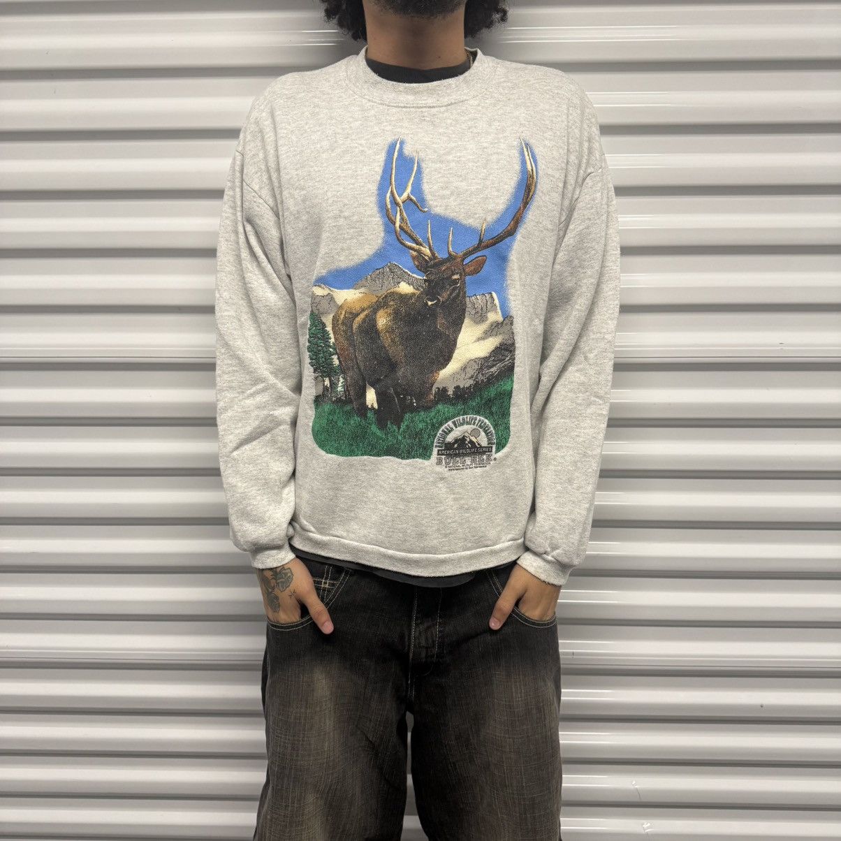 Other Vintage 90's Grey Deer Wildlife Nature Sweatshirt Size US L / EU 52-54 / 3 - 1 Thumbnail