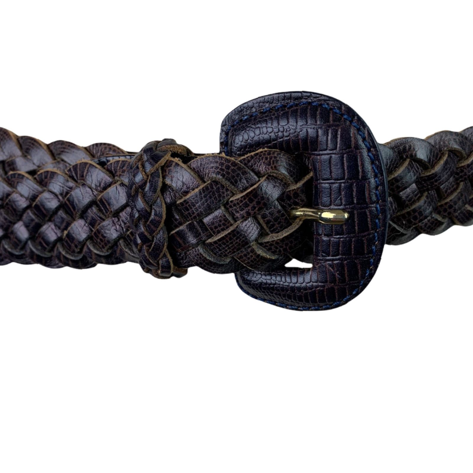Vintage Tail Braided Belt Nike Brown Leather — Medium, 1 1/4" Wide, Adjustable to 34" — Women’s Belt, Good Condition Size ONE SIZE - 2 Thumbnail