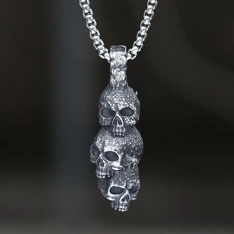 Jewelry 3 Skull Pendant Necklace Size ONE SIZE - 1 Thumbnail