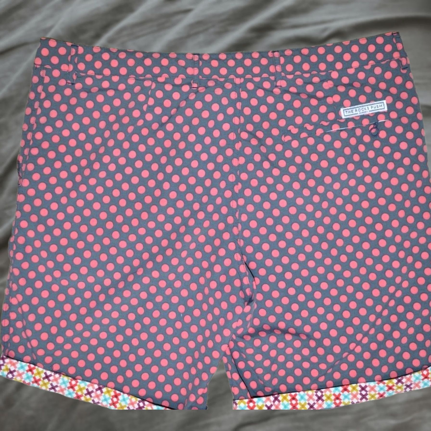 Vintage The Rocks Push Polka Dot Board Shorts Swim Trunks Size 40 Mens Gray Red Size US 40 / EU 56 - 1 Thumbnail