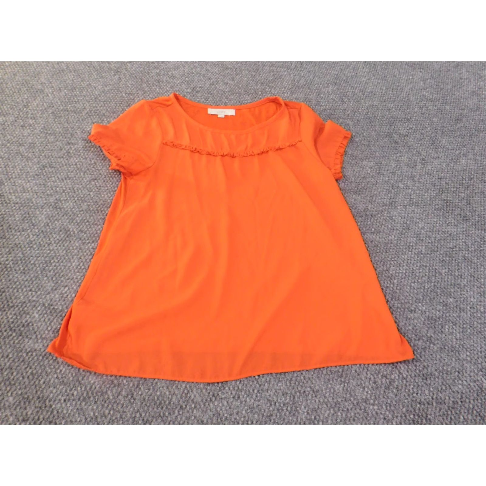 Ann Taylor Loft Blouse M Orange Rayon Woven Short Sleeve Round Neck Casual Womens Regular Size M Loft Brand Ann Taylor Loft Size M / US 6-8 / IT 42-44 - 3 Thumbnail