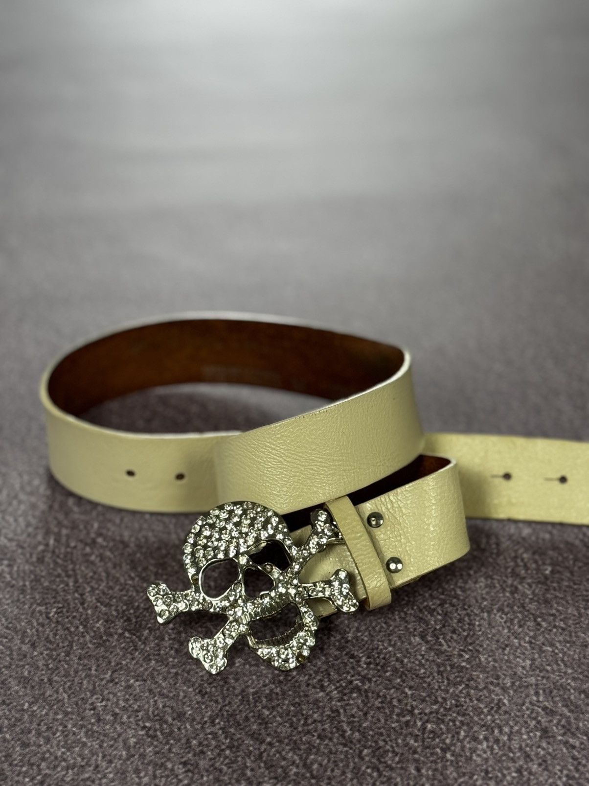 Other Y2k Drip Skeleton Skull Rhinestones Leather Avant Garde Belt Size ONE SIZE - 1 Thumbnail