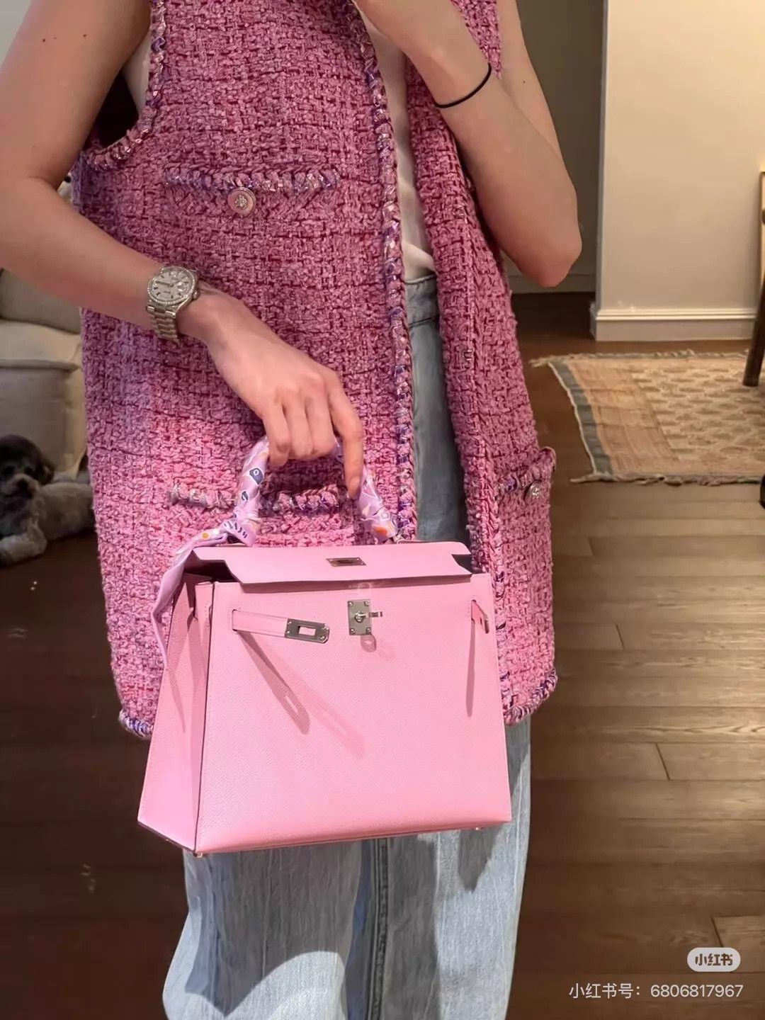 Chanel Chanel Women's Pink Tweed Four-Pocket Vest Size 34 Size XS / US 0-2 / IT 36-38 - 1 Thumbnail