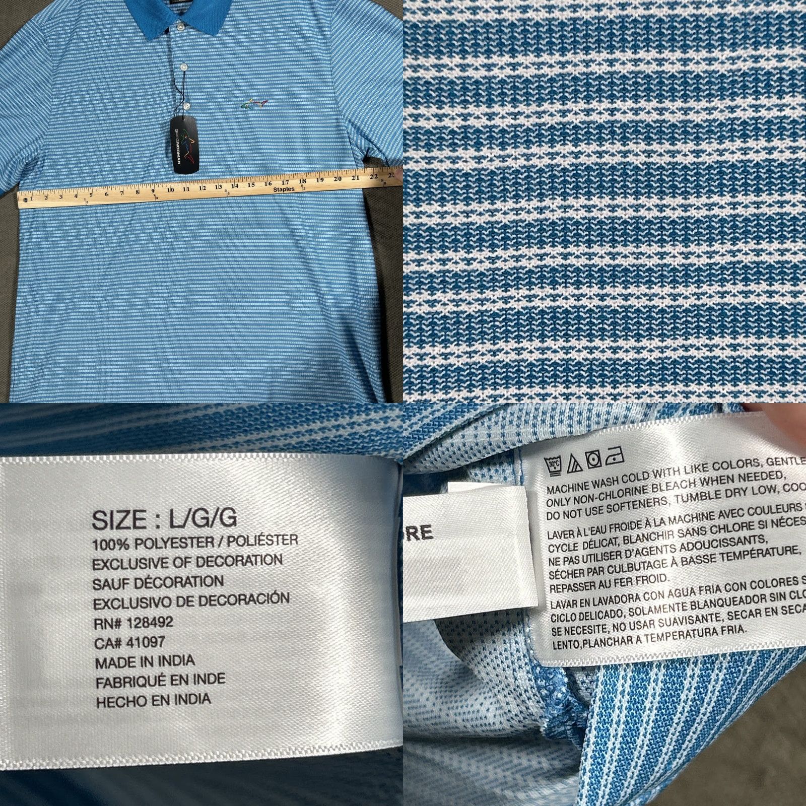 Vintage Greg Norman Polo Shirt Mens Large Blue Golf Performance Stretch New Size US L / EU 52-54 / 3 - 8 Thumbnail