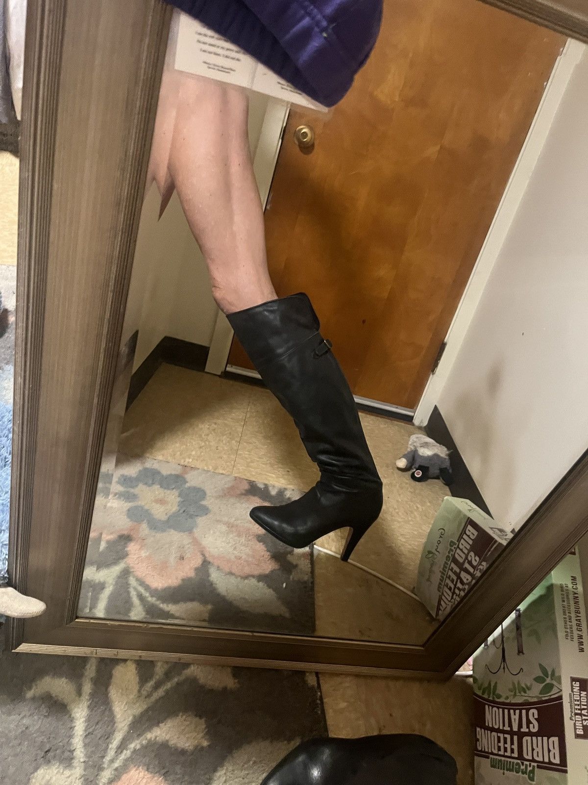 Banana Republic BR BLACK LEATH OVER KNEE VINTAGE BOOT Size US 8.5 / IT 38.5 - 4 Thumbnail