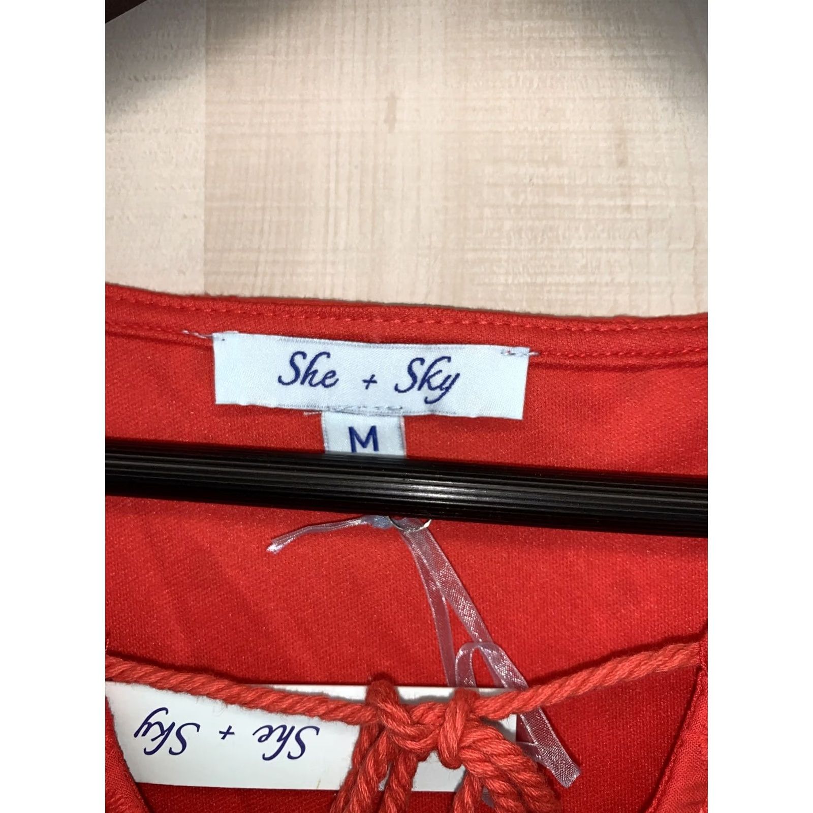 Vintage She + Sky Dress Women RED Eyelet Short Sleeve M NWT-4479 Size 32" / US 10 / IT 46 - 3 Thumbnail