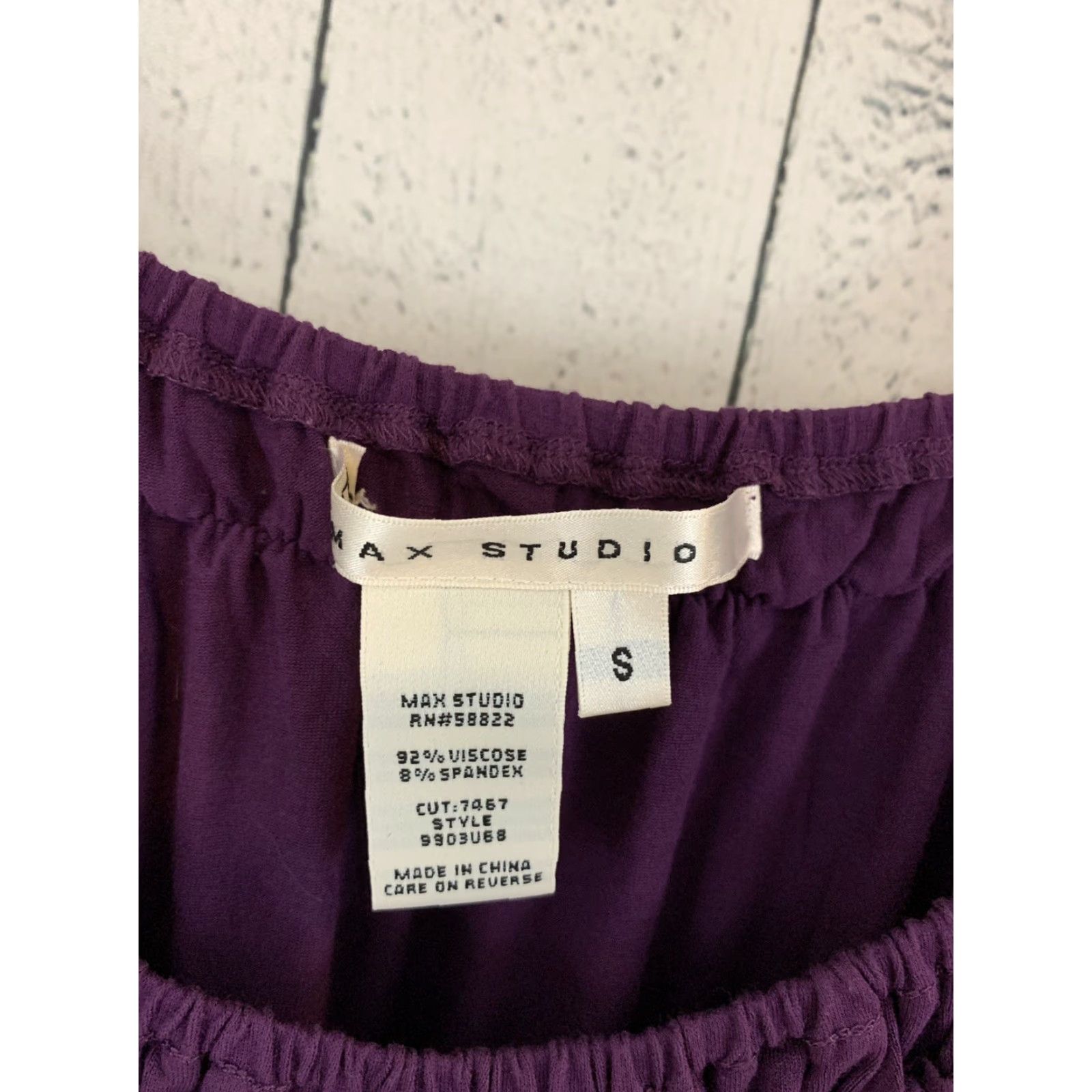 Vintage Max Studio Off the Shoulder Short Sleeve Purple Blouse Women's Small Acute Ruffle Shirt Size S / US 4 / IT 40 - 2 Thumbnail