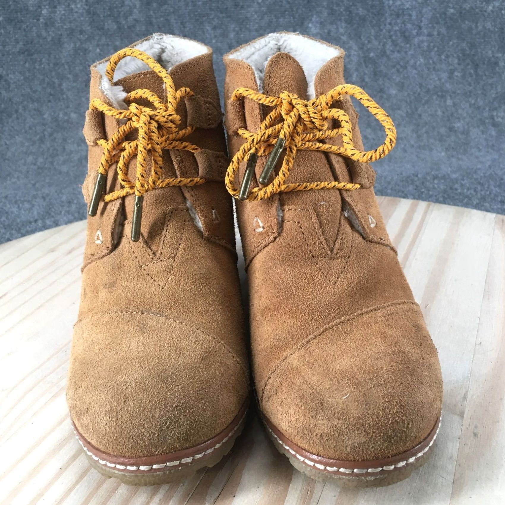 Toms TOMS Winter Snow Boots Womens 7.5 Brown Leather Lace Up Wedge Faux Fur Round Footwear Boots Mens Womens Girls Boys Size US 8 / IT 38 - 4 Thumbnail
