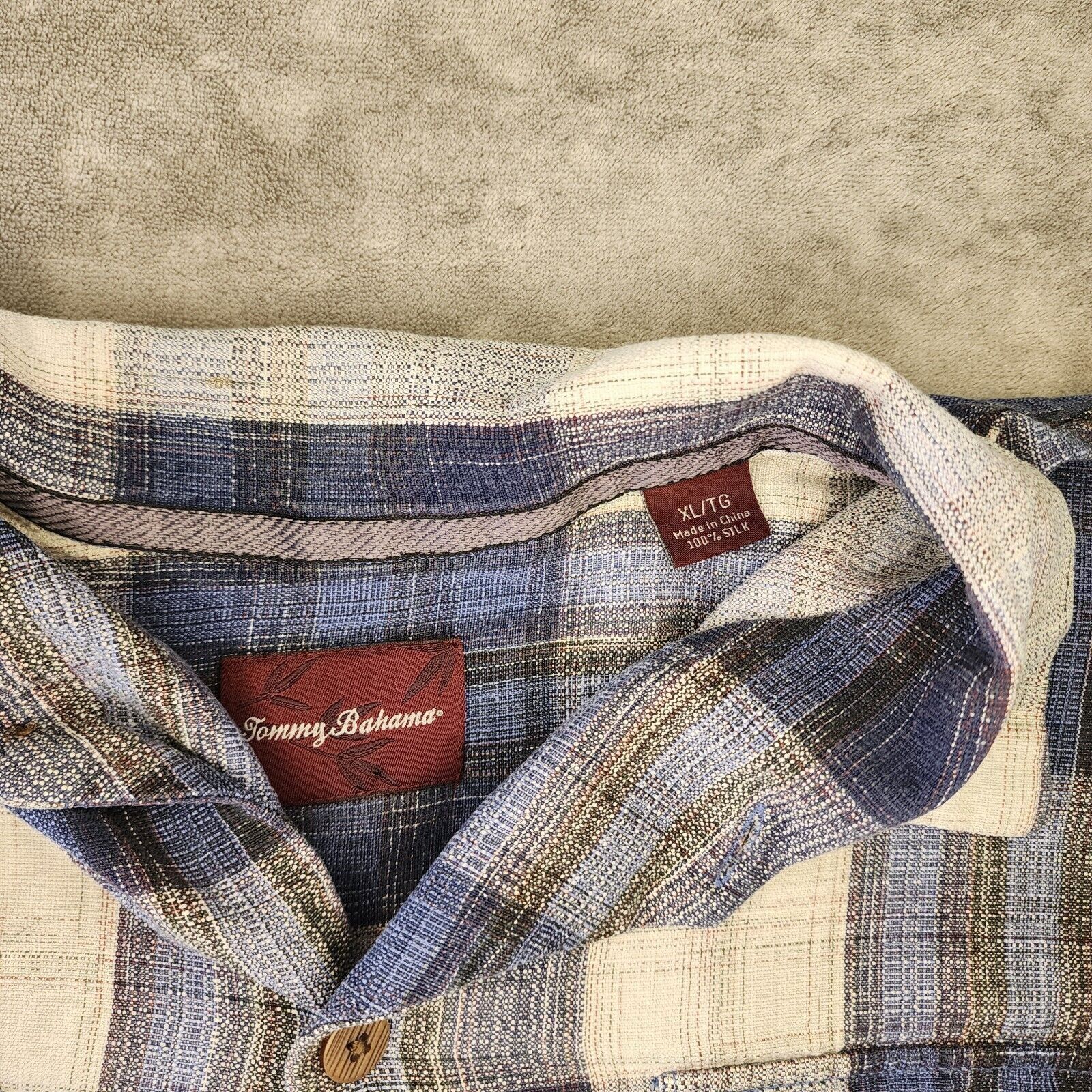 Tommy Bahama Tommy Bahama Mens XL Blue Silk Plaid Short Sleeve Camp Shirt Size US XL / EU 56 / 4 - 3 Thumbnail