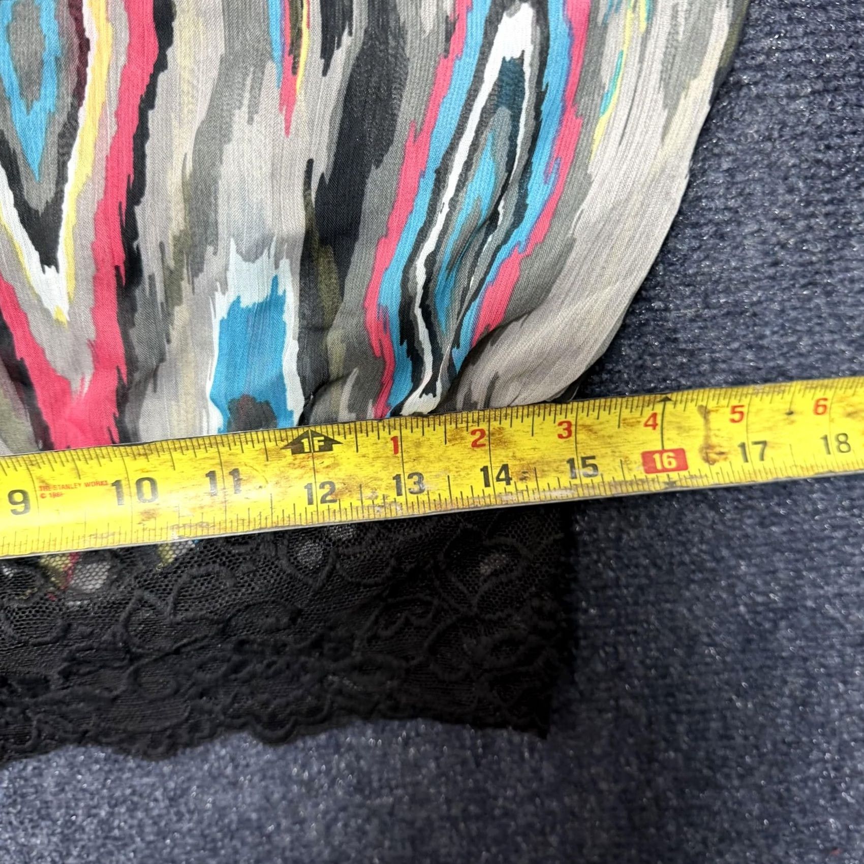 Almost Famous Y2K Almost Famous Blouse Womens L Multicolor Ikat Dolman Lace Hem Sheer Top Size L / US 10 / IT 46 - 7 Thumbnail