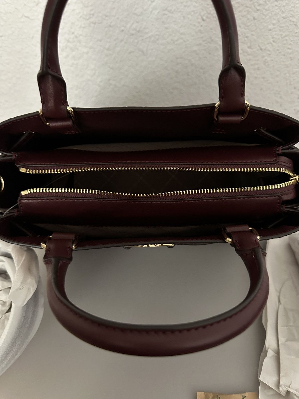 Michael Kors Reed Large Croc-Embossed Leather Belted Satchel Oxblood Size ONE SIZE - 9 Thumbnail