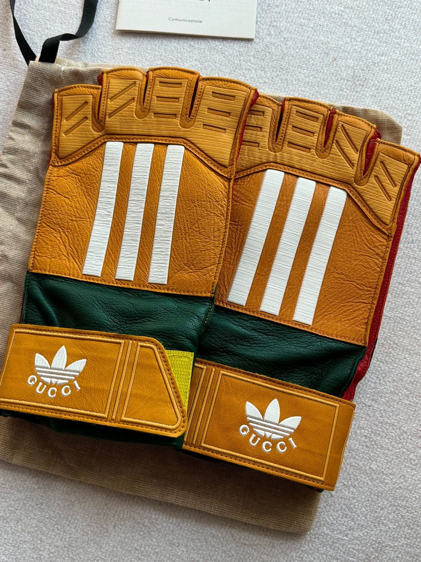 Adidas Gucci x adidas moto leather gloves yellow-green 8.5 Size ONE SIZE - 5 Thumbnail
