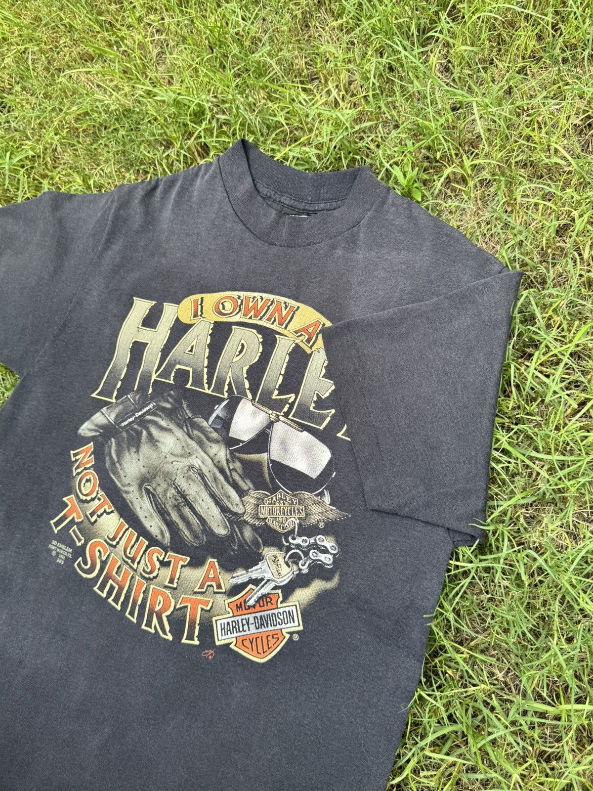 Harley Davidson VTG 3D Emblem "1991 Harley Davidson I OWN A HARLEY NOT Size US M / EU 48-50 / 2 - 5 Thumbnail