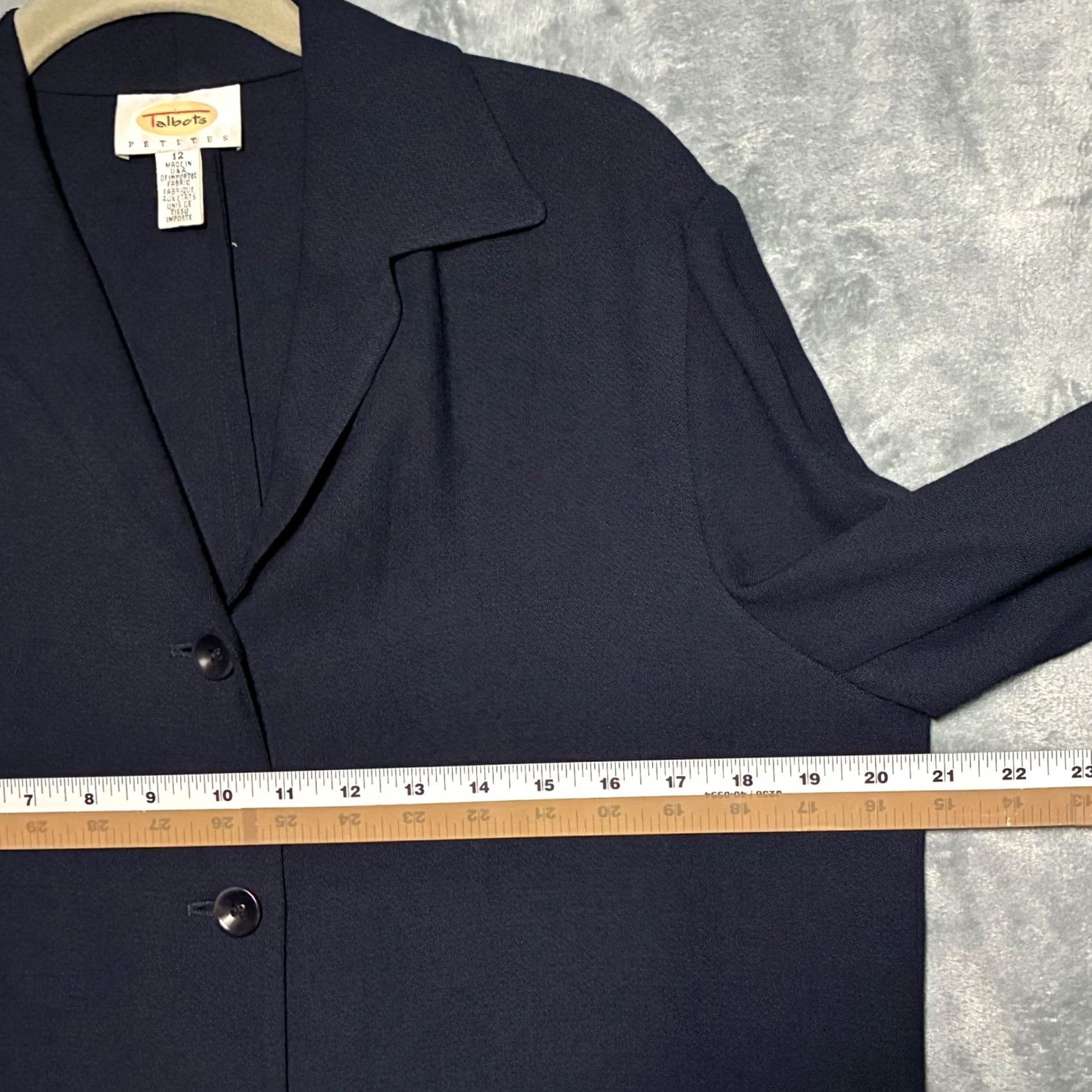Talbots EUC VTG Talbots Petites Light Weight Blazer Jacket Womens 12 Navy Blue USA Size XL / US 12-14 / IT 48-50 - 7 Thumbnail