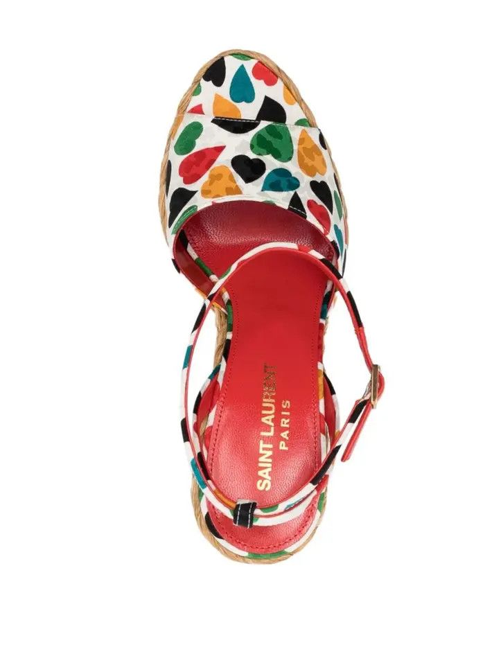 Saint Laurent Paris o1bcso1str1124 Paloma Wedge Espadrilles in Multicolor Size US 6.5 / IT 36.5 - 2 Thumbnail