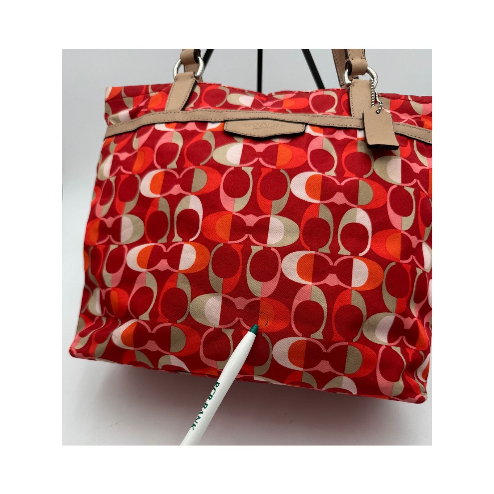 Coach Coach Signature Striped Vermillion Dream C Tote Fabric Size ONE SIZE - 10 Thumbnail