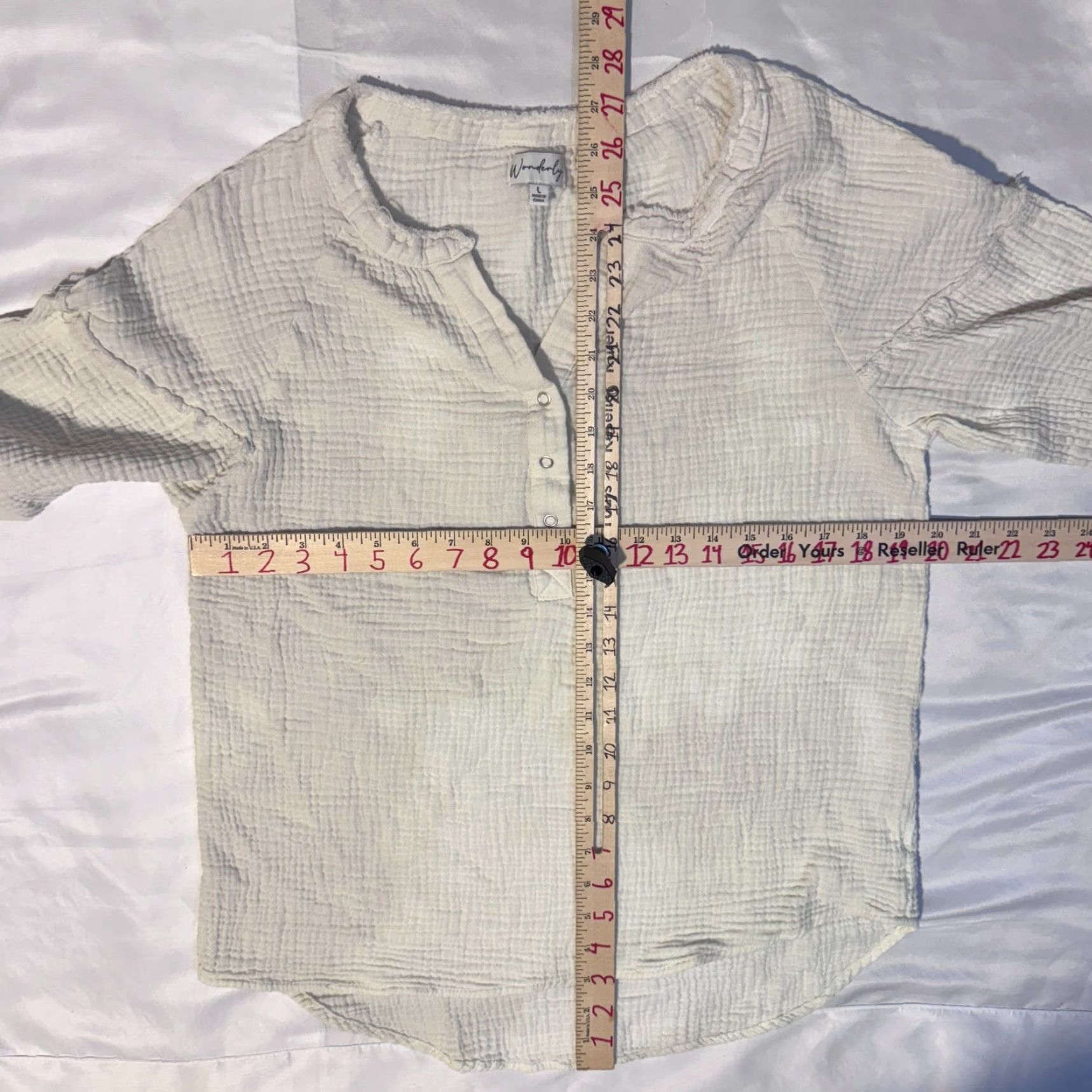 Vintage Wonderly Ivory Waffle Knit Button-Up Shirt Long Sleeve L Casual Women's Regular Size L Size L / US 10 / IT 46 - 5 Thumbnail