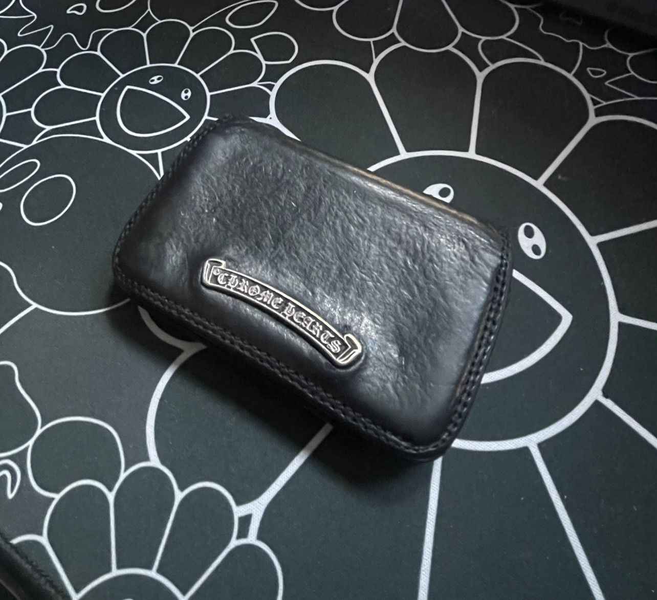 Chrome Hearts Wave Mini Cross Ball Button Leather Wallet