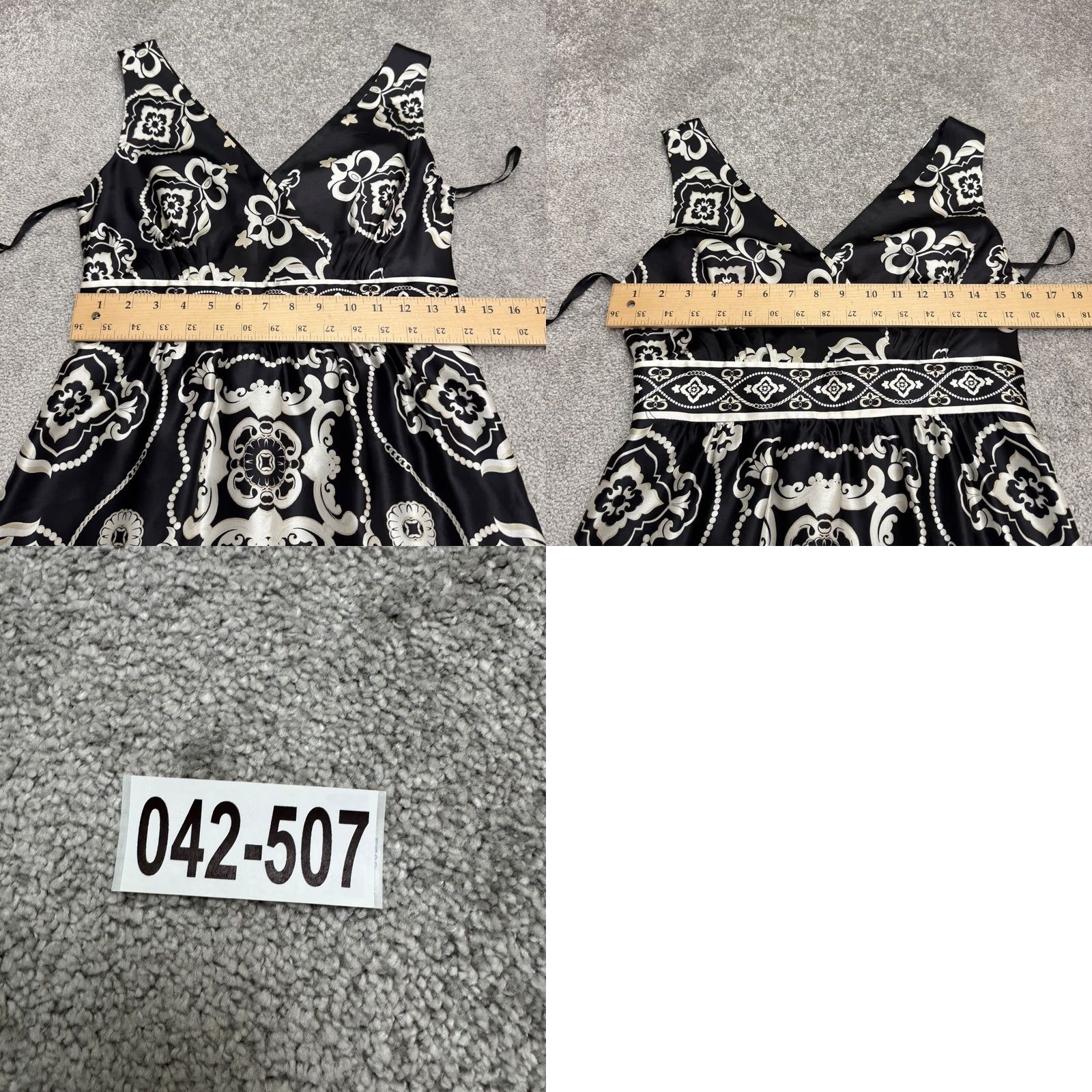 White House Black Market White House Black Market Silk Satin Paisley Damask A-Line Dress 4 Black White Damask Paisley Satin Silk Sleeveless Midi V-Neck Zip Dress Womens 4 XS? Size S / US 4 / IT 40 - 9 Thumbnail