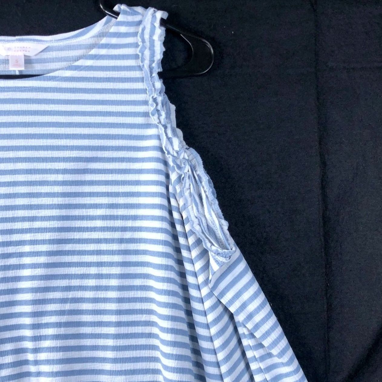 Lauren Conrad LC Lauren Conrad Womens Shirt Blue White Striped Cold Shoulder Long Sleeve Small Size S / US 4 / IT 40 - 5 Thumbnail