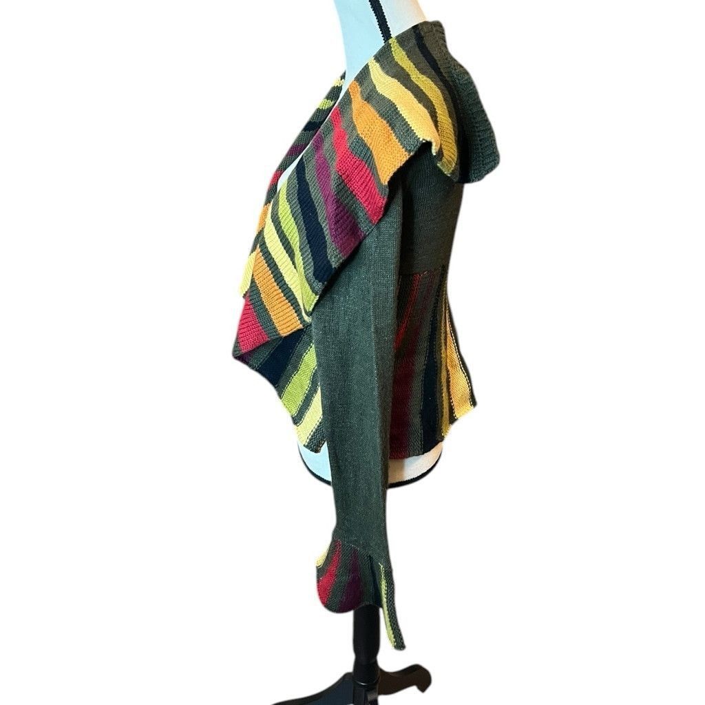Vintage Y2K What's Hot Rainbow Bell Sleeve Open Front Cardigan M/L Size M / US 6-8 / IT 42-44 - 3 Thumbnail
