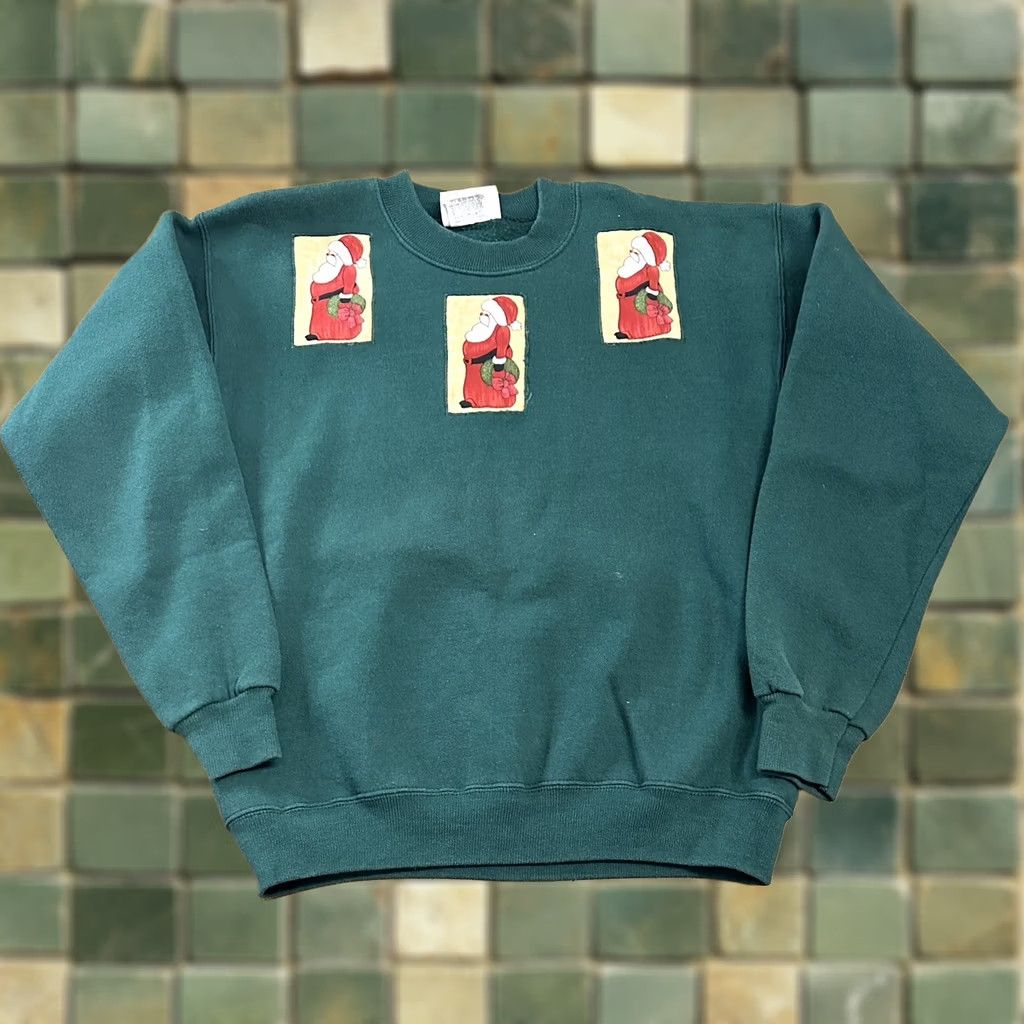 Lee VINTAGE Santa Clause Christmas Crewneck Sweatshirt Medium Riders By Lee USA Made Green Men Size US M / EU 48-50 / 2 - 1 Thumbnail