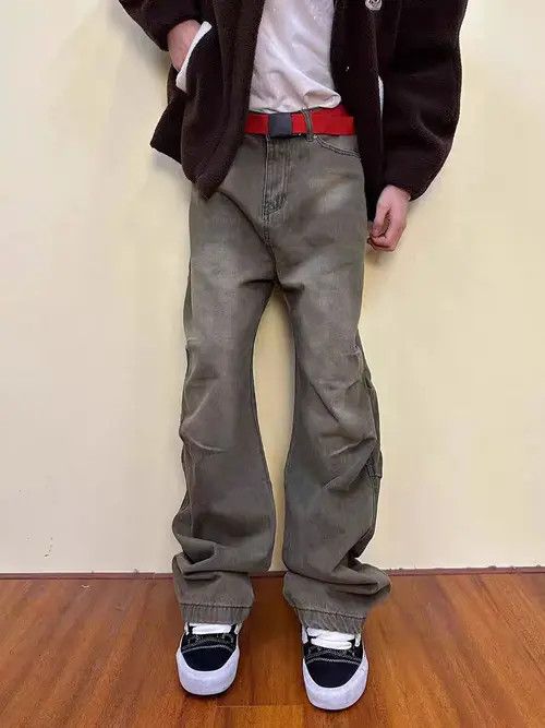 Japanese Brand VIBE Washed and distressed Maillard pleated baggy jeans Size US 30 / EU 46 - 6 Thumbnail