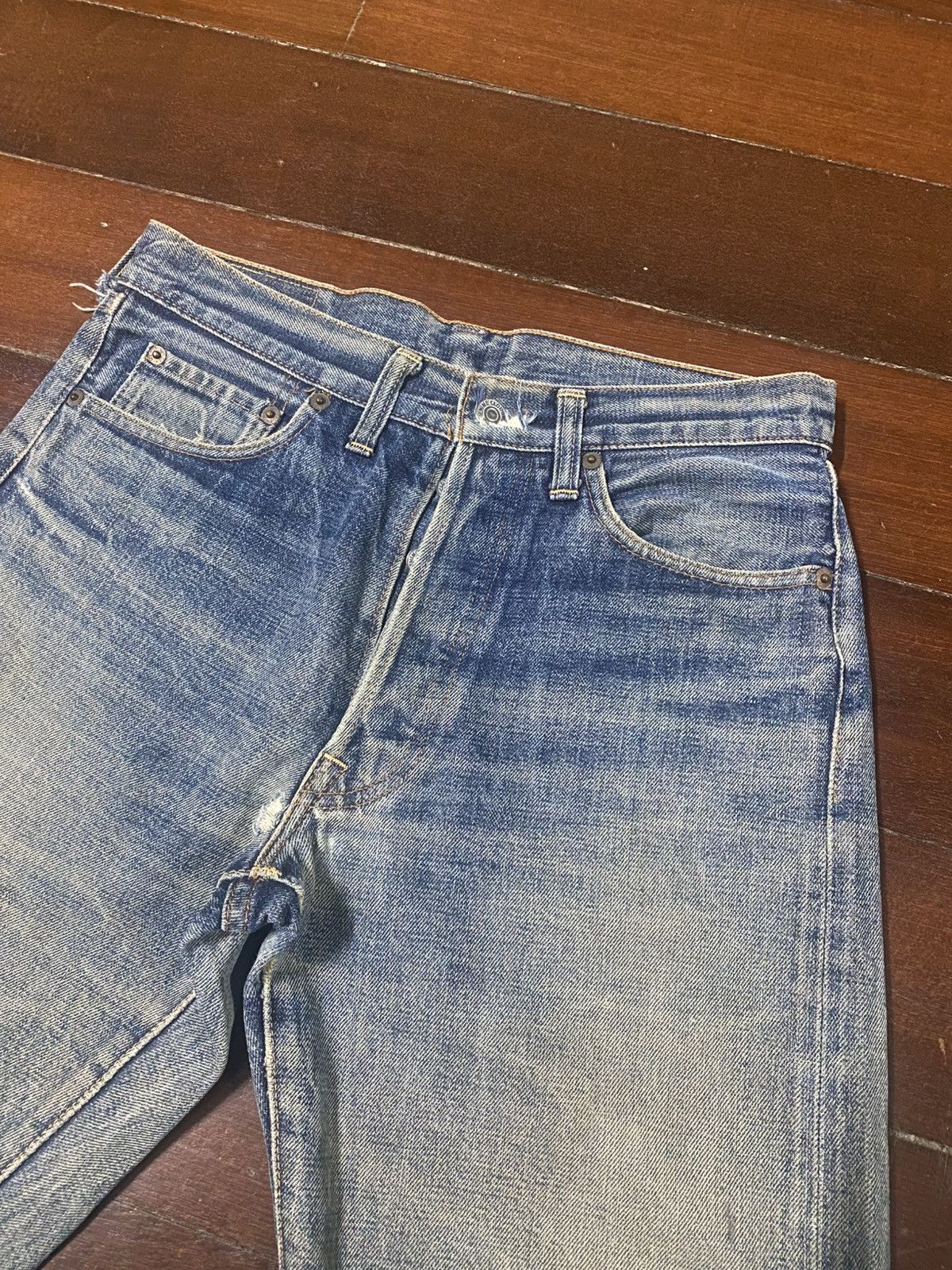 Denime Rare vintage 90s Denime Japan Distressed mud wash Selvedge Size US 30 / EU 46 - 7 Thumbnail