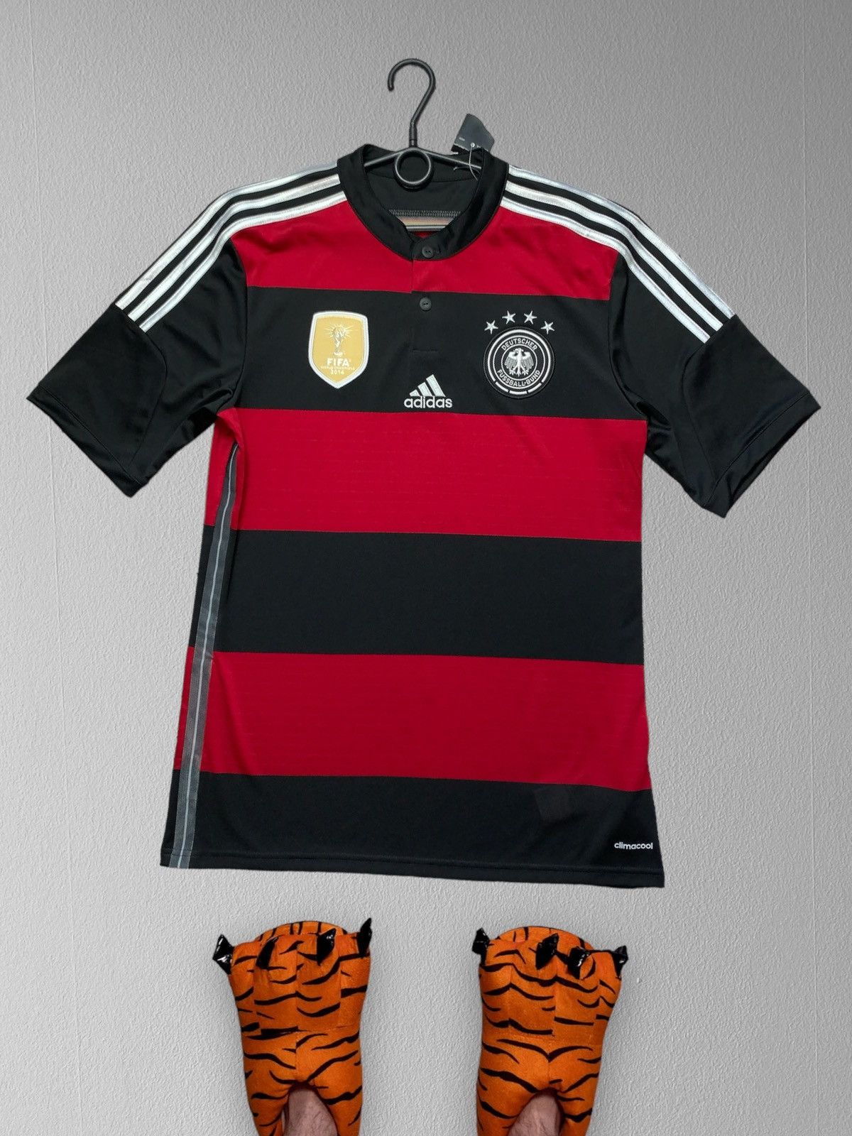 image of Adidas x Soccer Jersey Deutschland Winners 2014 Away in Striped, Men's (Size Medium)