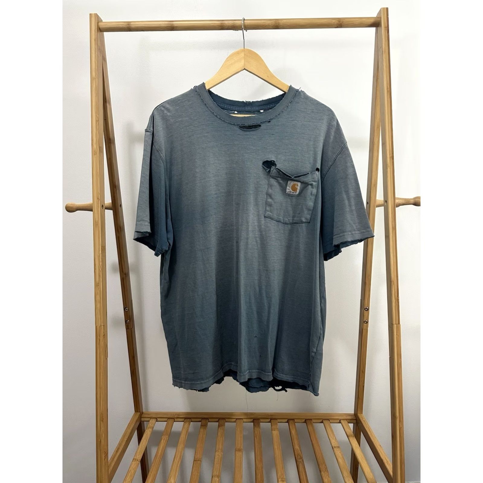 Carhartt VTG Carhartt Gradient Sun Faded Thrashed Worn WIP Distressed Pocket T-Shirt L Turquoise Men Shirt Short Sleeve Size L Mens Size US L / EU 52-54 / 3 - 2 Thumbnail