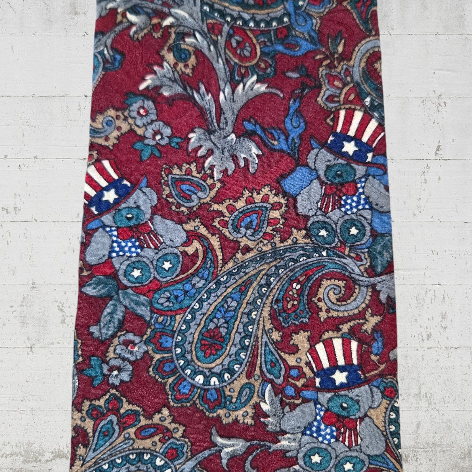 Vintage Vintage Red Paisley USA Teddy Bear Silk Tie Size ONE SIZE - 3 Thumbnail