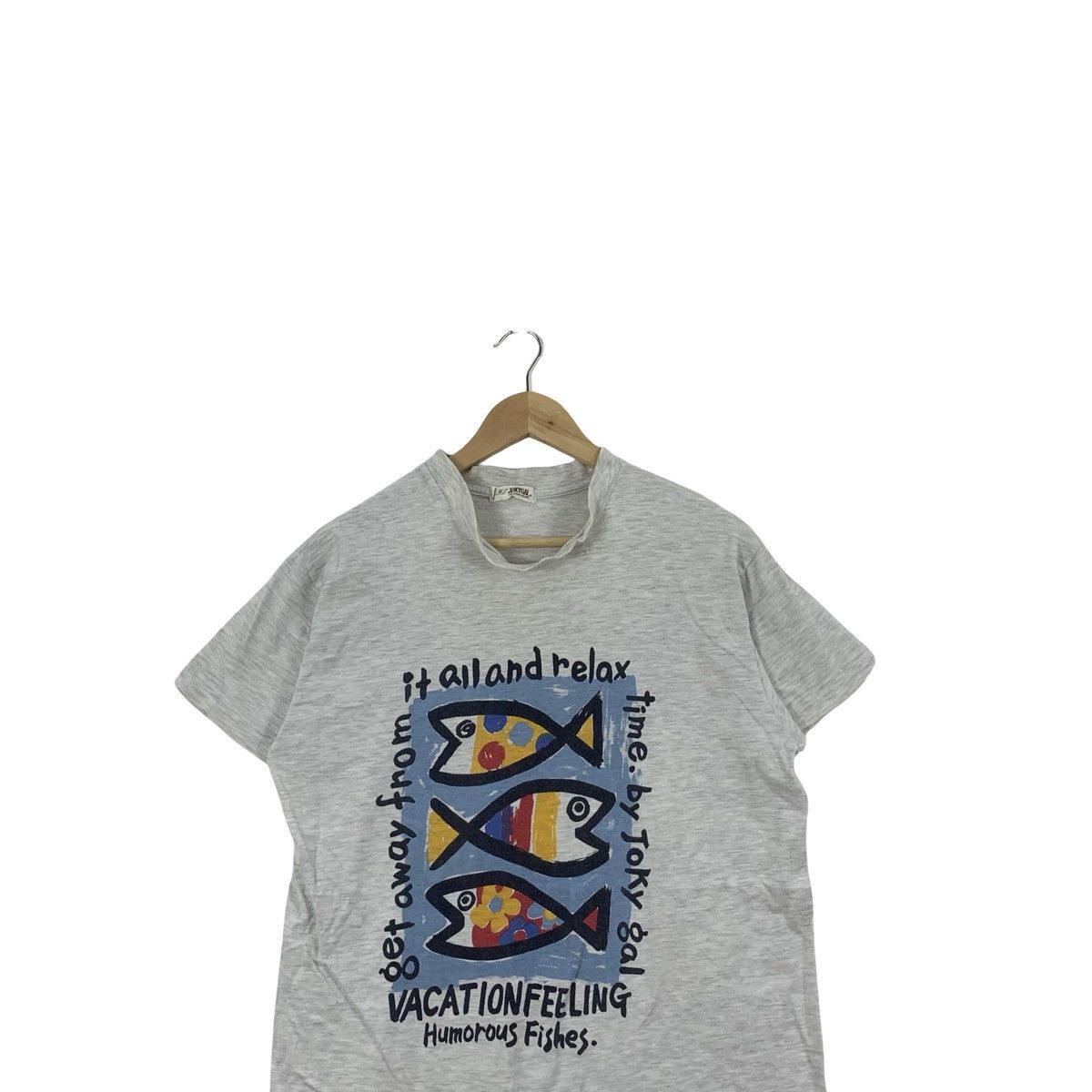 Vintage Vintage JOKYGAL Humorous Fishes Art Design Tee Shirt Size US M / EU 48-50 / 2 - 2 Thumbnail